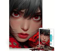 Jigsaws for Adults1000 Pieces Anime Girl with Red Eyes Exact Edge Art Thinking Skill Game Quiet Play Game Birthday Mind Gift (50x75cm)
