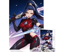 Jigsaws for Adults1000 Pieces Anime Warrior Girl with Sword And Gun Educational Toy Great Gift for Games for Educational Game Train Your Brain And Hands Size 50x75cm