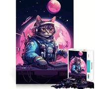 Jigsaws for Adults1000 Pieces Astronaut Cat Music Space Smooth Joint Fun Cognitive Game Toy Casual Game Time Birthday Mind Gift (38x52cm)