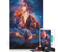 Jigsaws for Adults1000 Pieces Astronaut Galaxy Exact Edge Art Thinking Skill Game Quiet Play Game Birthday Mind Gift (38x52cm)