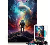 Jigsaws for Adults1000 Pieces Astronaut In Nebula Storm Exact Edge Art Thinking Skill Game Quiet Play Game Birthday Mind Gift (38x26cm)