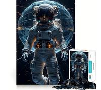 Jigsaws for Adults1000 Pieces Astronaut in Space with Earth Exact Edge Art Thinking Skill Game Quiet Play Game Birthday Mind Gift (38x52cm)