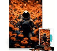 Jigsaws for Adults1000 Pieces Astronaut in The Flowers Exact Edge Art Thinking Skill Game Quiet Play Game Birthday Mind Gift (38x52cm)
