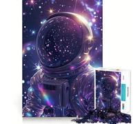 Jigsaws for Adults1000 Pieces Astronaut in Vibrant Cosmos Exact Edge Art Thinking Skill Game Quiet Play Game Birthday Mind Gift (38x52cm)