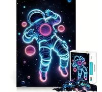 Jigsaws for Adults1000 Pieces Astronaut Neon Exact Edge Art Thinking Skill Game Quiet Play Game Birthday Mind Gift (38x26cm)