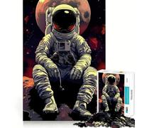 Jigsaws for Adults1000 Pieces Astronaut Sitting on A Moon Exact Edge Art Thinking Skill Game Quiet Play Game Birthday Mind Gift (38x52cm)