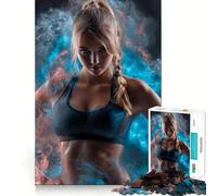 Jigsaws for Adults1000 Pieces Athletic Woman Surrounded by Energy Smooth Joint Fun Cognitive Game Toy Casual Game Time Birthday Mind Gift (38x26cm)