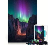 Jigsaws for Adults1000 Pieces Aurora Borealis over Canyon Landscape Exact Edge Art Thinking Skill Game Quiet Play Game Birthday Mind Gift (38x52cm)