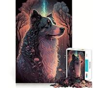 Jigsaws for Adults1000 Pieces Australian Shepherd Dog Exact Edge Art Thinking Skill Game Quiet Play Game Birthday Mind Gift (50x75cm)