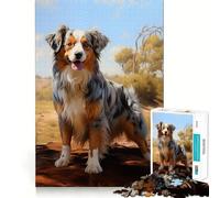Jigsaws for Adults1000 Pieces Australian Shepherd Exact Edge Art Thinking Skill Game Quiet Play Game Birthday Mind Gift (38x26cm)