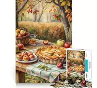 Jigsaws for Adults1000 Pieces Autumn Apple Pie Still Life Smooth Joint Fun Cognitive Game Toy Casual Game Time Birthday Mind Gift (38x52cm)