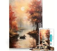 Jigsaws for Adults1000 Pieces Autumn Serenity Lake Exact Edge Art Thinking Skill Game Quiet Play Game Birthday Mind Gift (38x26cm)