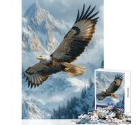 Jigsaws for Adults1000 Pieces Bald Eagle Soaring Over Snowy Mountains Educational Toy Gift For Birthdays Hands-on Game Artists Collection, Fine Art Size 50x75cm