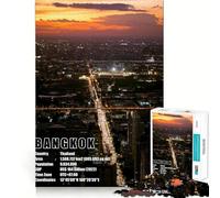 Jigsaws for Adults1000 Pieces Bangkok Skyline at Sunset Clean Fit Decor Thinking Fun Game Cozy Time Play Birthday Hobby Gift (38x52cm)
