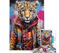 Jigsaws for Adults1000 Pieces Banksy Art Leopard Hoodie Help The Brain Exercise Learning Educational Brain Teaser Game for Age 14+ Game (38x52cm)