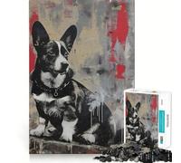 Jigsaws for Adults1000 Pieces Banksy Corgi Graffiti Art Clean Fit Decor Thinking Fun Game Cozy Time Play Birthday Hobby Gift (50x75cm)