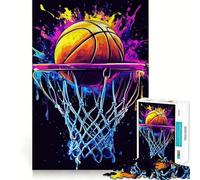 Jigsaws for Adults1000 Pieces Basketball Net with Splatters Clean Fit Decor Thinking Fun Game Cozy Time Play Birthday Hobby Gift (50x75cm)
