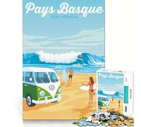 Jigsaws for Adults1000 Pieces Basque Country Surf Van Clean Fit Decor Thinking Fun Game Cozy Time Play Birthday Hobby Gift (50x75cm)