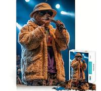 Jigsaws for Adults1000 Pieces Bear Rapper Performing Clean Fit Decor Thinking Fun Game Cozy Time Play Birthday Hobby Gift (38x52cm)