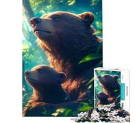 Jigsaws for Adults1000 Pieces Bear Serenity in Forest Light Help The Brain Exercise Learning Educational Brain Teaser Game for Age 14+ Game (50x75cm)