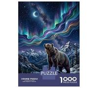 Jigsaws for Adults1000 Pieces Bear Under Aurora Borealis Jigsaw Puzzle Relaxing Games Birthday Present Deal As Gifts for The Whole Family 52x38cm/1000pcs
