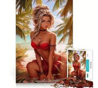Jigsaws for Adults1000 Pieces Beautiful Girl on A Beach Clean Fit Decor Thinking Fun Game Cozy Time Play Birthday Hobby Gift (50x75cm)