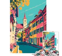 Jigsaws for Adults1000 Pieces Beautiful Summer in Europe Travel Art Minimalist Illustration Relax Games Toys Educational Games Gifts For Birthdays But Fun And Humorous (Size 50x75cm)