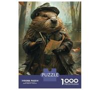 Jigsaws for Adults1000 Pieces Beaver Detective Wildlife Adult Jigsaw Puzzle Brain Teaser Game Enhance Memory Stress Reduction Gifts 38x26cm/1000pcs