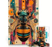 Jigsaws for Adults1000 Pieces Bee Abstract Art Clean Fit Decor Thinking Fun Game Cozy Time Play Birthday Hobby Gift (38x26cm)
