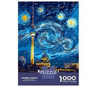 Jigsaws for Adults1000 Pieces Berlin Starry Night Cityscape Jigsaws for Adults Hands-on Game Difficult Challenge Help The Brain Exercise 38x26cm/1000pcs