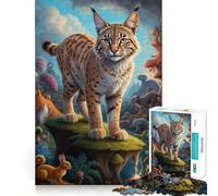 Jigsaws for Adults1000 Pieces Beyond Bobcat Reality Clean Fit Decor Thinking Fun Game Cozy Time Play Birthday Hobby Gift (38x26cm)