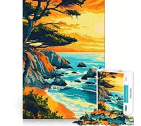 Jigsaws for Adults1000 Pieces Big Sur Beach Coast Art Clean Fit Decor Thinking Fun Game Cozy Time Play Birthday Hobby Gift (38x26cm)