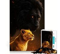 Jigsaws for Adults1000 Pieces Black And Gold Lions Clean Fit Decor Thinking Fun Game Cozy Time Play Birthday Hobby Gift (50x75cm)