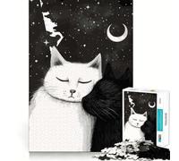 Jigsaws for Adults1000 Pieces Black And White Cats Clean Fit Decor Thinking Fun Game Cozy Time Play Birthday Hobby Gift (38x52cm)