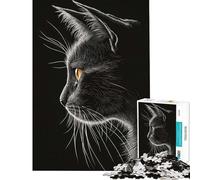 Jigsaws for Adults1000 Pieces Black Cat Portrait Help The Brain Exercise Learning Educational Brain Teaser Game for Age 14+ Game (38x52cm)
