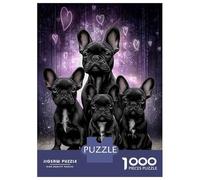 Jigsaws for Adults1000 Pieces Black French Bulldogs with Hearts Jigsaw for Adults Brain Teaser Game Staycation Kill Time for Birthday, Chrismas 52x38cm/1000pcs