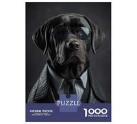 Jigsaws for Adults1000 Pieces Black Labrador Mafia Boss Jigsaw for Adults Brain Teaser Game Staycation Kill Time for Birthday, Chrismas 70x50cm/1000pcs