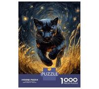 Jigsaws for Adults1000 Pieces Black Panther in Golden Field Jigsaws for Adults Hands-on Game Difficult Challenge Help The Brain Exercise 38x26cm/1000pcs