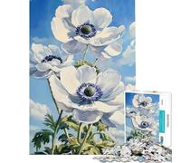 Jigsaws for Adults1000 Pieces Bloom in White Anemones Fun at Home Activities, Pattern Assembly Hands-on Game for And 14 Years And over (50X75CM)