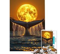 Jigsaws for Adults1000 Pieces Blue Whale Tail Moon Humpback Whale Difficult And Challenge Learning Educational Practical Game for 14+ Puzzle Game Offered (38x52cm)