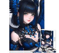 Jigsaws for Adults1000 Pieces Blue-Winged Anime Girl Educational Toy Gift For Birthdays Hands-on Game Artists Collection, Fine Art Size 38x52cm