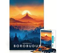 Jigsaws for Adults1000 Pieces Borobudur Temple Indonesia Exact Edge Art Thinking Skill Game Quiet Play Game Birthday Mind Gift (38x52cm)