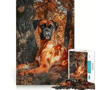 Jigsaws for Adults1000 Pieces Boxer Dog Under A Tree Exact Edge Art Thinking Skill Game Quiet Play Game Birthday Mind Gift (38x52cm)
