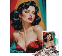 Jigsaws for Adults1000 Pieces Brunette Pin-Up Glamour Portrait Relax Games Toys Educational Games Gifts For Birthdays But Fun And Humorous (Size 50x75cm)