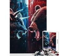 Jigsaws for Adults1000 Pieces Bulls Versus Bears Educational Toy Gift For Birthdays Hands-on Game Artists Collection, Fine Art Size 38x26cm