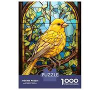 Jigsaws for Adults1000 Pieces Canary Stained Glass Jigsaws for Adults Hands-on Game Difficult Challenge Help The Brain Exercise 70x50cm/1000pcs