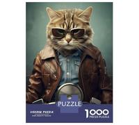 Jigsaws for Adults1000 Pieces Cat Biker Funny Animal Adult Jigsaw Puzzle Brain Teaser Game Enhance Memory Stress Reduction Gifts 70x50cm/1000pcs