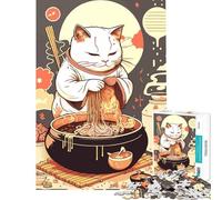 Jigsaws for Adults1000 Pieces Cat Chef Ramen Fun at Home Activities, Pattern Assembly Hands-on Game for And 14 Years And over (38X26CM)