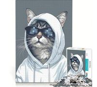Jigsaws for Adults1000 Pieces Cat Meme Thug Life, Fun Games, Decompressing Intellectual, Enhance Love between Couples 38x26cm