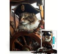 Jigsaws for Adults1000 Pieces Cat Pirates II Smooth Cut Art Creative Brain Game Leisure Time Fun Christmas Calm Gift (50x75cm)